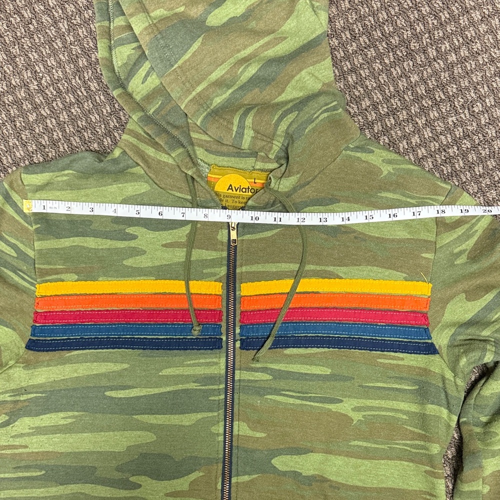 Aviator Nation Green Camo Jacket with Rainbow Stripe sz L - Picture 3 of 6